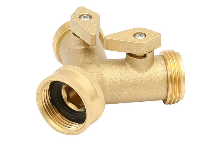 பித்தளை 2 Way Garden Hose Connector made in China